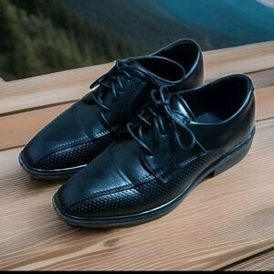 Boys' Deer Stags Tone Jr Perforated Oxford Black Faux Leather 4M